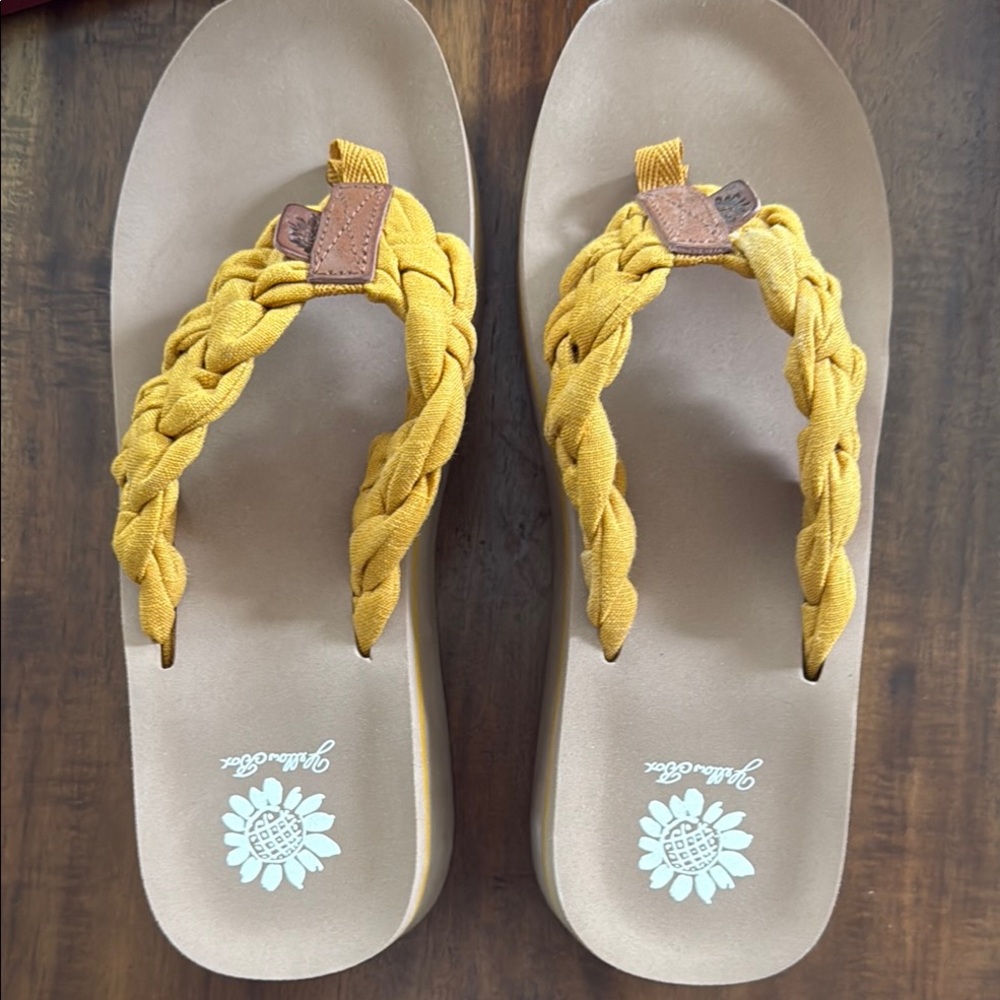 Yellow Box Yellow Sandals with Playful Banana Design